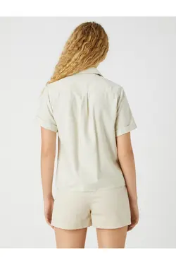 پیراهن آستین کوتاه با جیب ابریشمی - یاری شاپ