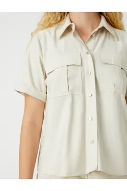 پیراهن آستین کوتاه با جیب ابریشمی - یاری شاپ