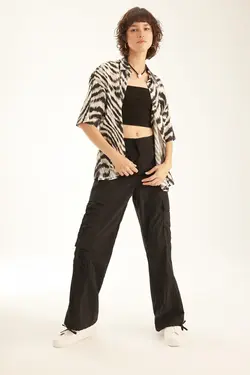 پیراهن آستین کوتاه با طرح گورخر سایز بزرگ - یاری شاپ