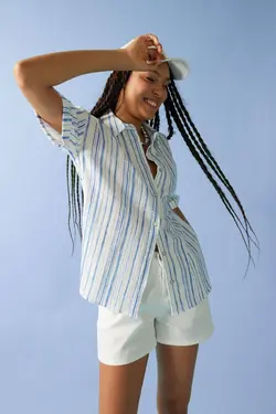 پیراهن آستین کوتاه چاپ شده با سایز بزرگ - یاری شاپ