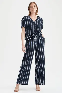 پیراهن آستین کوتاه راه راه Relax Fit - یاری شاپ