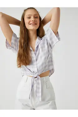 پیراهن آستین کوتاه کمربند - یاری شاپ