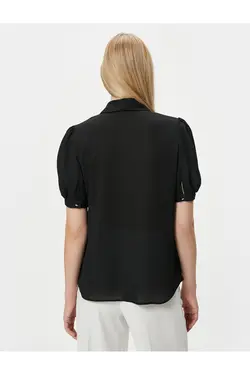 پیراهن آستین کوتاه یقه V دکمه دار - یاری شاپ