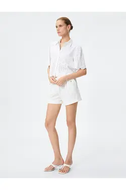 پیراهن آستین کوتاه یقه کلاسیک دکمه دار - یاری شاپ