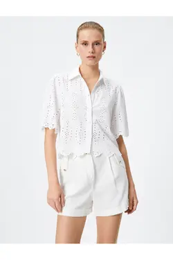 پیراهن آستین کوتاه یقه کلاسیک دکمه دار - یاری شاپ