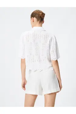 پیراهن آستین کوتاه یقه کلاسیک دکمه دار - یاری شاپ