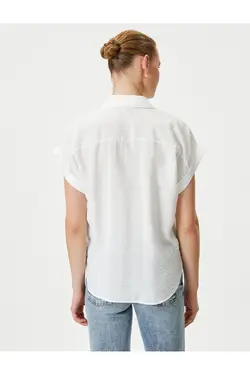 پیراهن آستین کوتاه یقه کلاسیک ویسکوز بافت - یاری شاپ