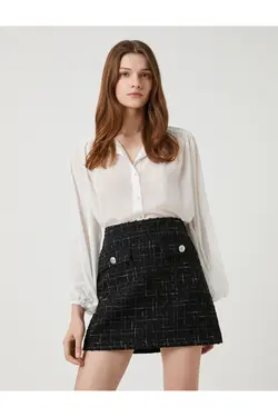 پیراهن ابریشمی آستین بادکنکی یقه گرد - یاری شاپ