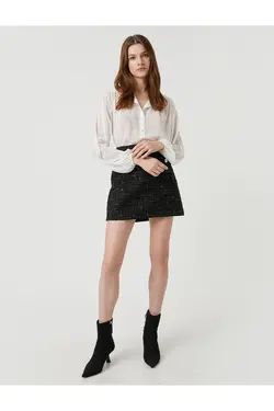 پیراهن ابریشمی آستین بادکنکی یقه گرد - یاری شاپ