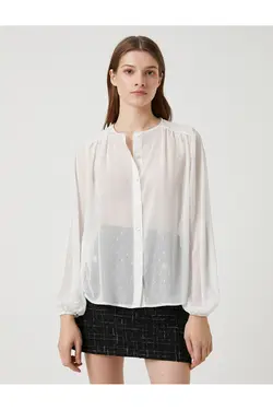 پیراهن ابریشمی آستین بادکنکی یقه گرد - یاری شاپ