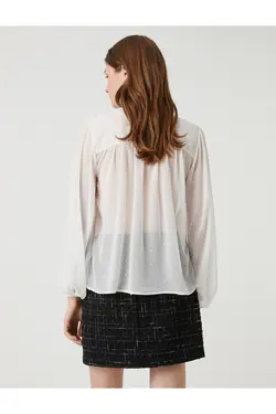 پیراهن ابریشمی آستین بادکنکی یقه گرد - یاری شاپ