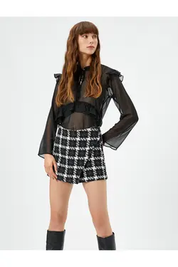 پیراهن ابریشمی آستین بلند کراوات با جزئیات - یاری شاپ