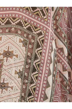 پیراهن ابریشمی با دکمه‌های طرح‌دار قومی از جلو دراز در پشت - یاری شاپ