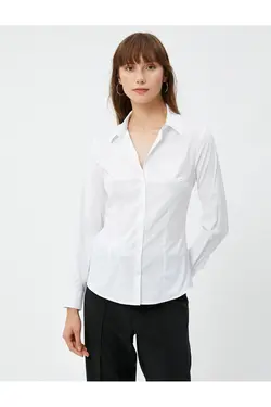 پیراهن باریک آستین بلند دکمه دار پایه - یاری شاپ