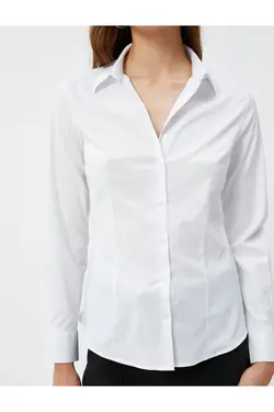 پیراهن باریک آستین بلند دکمه دار پایه - یاری شاپ