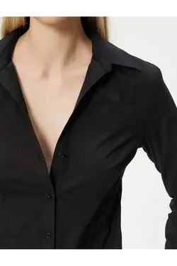 پیراهن باریک آستین بلند دکمه دار - یاری شاپ