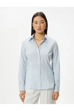 پیراهن باریک یقه آستین بلند دکمه دار - یاری شاپ