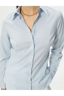 پیراهن باریک یقه آستین بلند دکمه دار - یاری شاپ