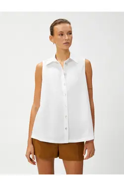 پیراهن بدون آستین دکمه دار نخی - یاری شاپ