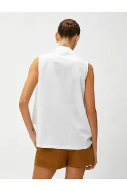 پیراهن بدون آستین دکمه دار نخی - یاری شاپ