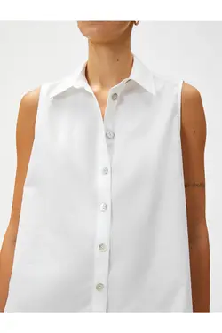 پیراهن بدون آستین دکمه دار نخی - یاری شاپ