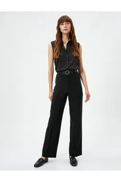 پیراهن بدون آستین یقه کلاسیک دکمه دار - یاری شاپ