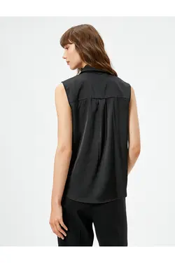 پیراهن بدون آستین یقه کلاسیک دکمه دار - یاری شاپ