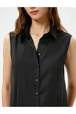 پیراهن بدون آستین یقه کلاسیک دکمه دار - یاری شاپ