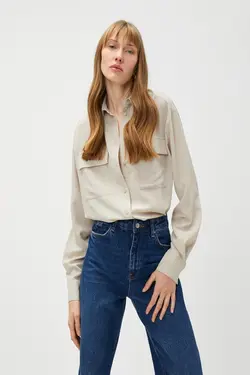 پیراهن بژ زنانه 3SAK60097PW - یاری شاپ