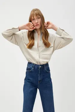 پیراهن بژ زنانه 3SAK60097PW - یاری شاپ