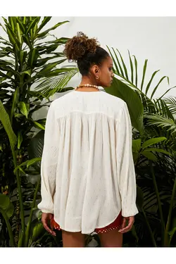 پیراهن بوهمیایی آستین بلند یقه گرد - یاری شاپ