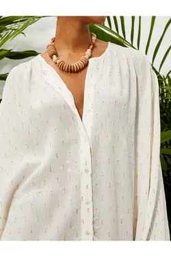 پیراهن بوهمیایی آستین بلند یقه گرد - یاری شاپ