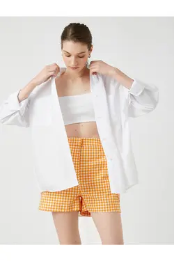 پیراهن بیسیک آستین بلند سایز بزرگ با جیب - یاری شاپ