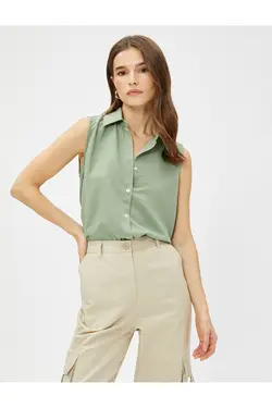 پیراهن پایه بدون آستین دکمه دار - یاری شاپ