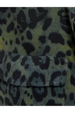 پیراهن پلنگی طرح دار ویسکوز یقه کلاسیک جیبی - یاری شاپ