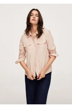 پیراهن پنبه ای پاستلی زنانه با جیب سینه - یاری شاپ