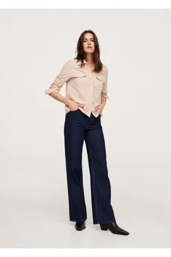 پیراهن پنبه ای پاستلی زنانه با جیب سینه - یاری شاپ