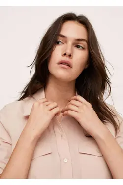 پیراهن پنبه ای پاستلی زنانه با جیب سینه - یاری شاپ