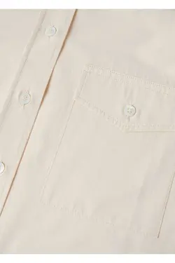 پیراهن پنبه ای زنانه سفید با جیب سینه - یاری شاپ