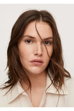 پیراهن پنبه ای زنانه سفید با جیب سینه - یاری شاپ