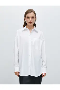 پیراهن پنبه ای سایز بزرگ با جزئیات جیب - یاری شاپ