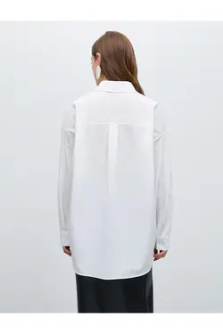 پیراهن پنبه ای سایز بزرگ با جزئیات جیب - یاری شاپ