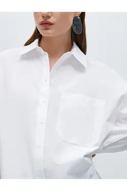 پیراهن پنبه ای سایز بزرگ با جزئیات جیب - یاری شاپ