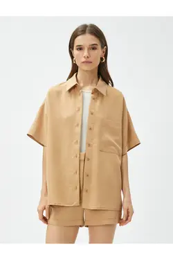 پیراهن ترکیبی مدال با جزئیات جیب، برش راحت - یاری شاپ