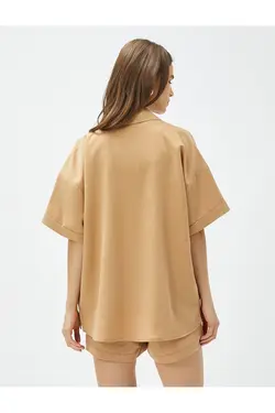 پیراهن ترکیبی مدال با جزئیات جیب، برش راحت - یاری شاپ