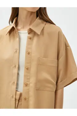 پیراهن ترکیبی مدال با جزئیات جیب، برش راحت - یاری شاپ