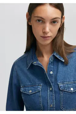 پیراهن جین آبی تیره لوین 1210477-85042 - یاری شاپ