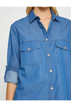 پیراهن جین با جیب Relax Fit - یاری شاپ