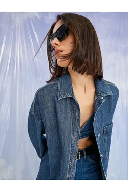 پیراهن جین نخی با جزئیات جیب - یاری شاپ