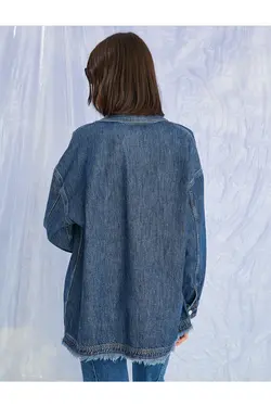 پیراهن جین نخی با جزئیات جیب - یاری شاپ